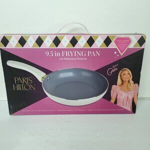 Paris Hilton Nonstick Fry Pan Clean Ceramic Nonstick Coating 9.5" Cream Color